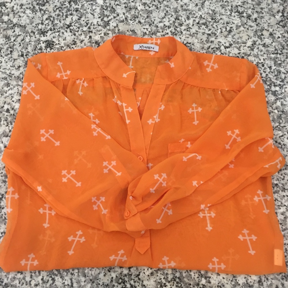 Xtaren orange cross blouse